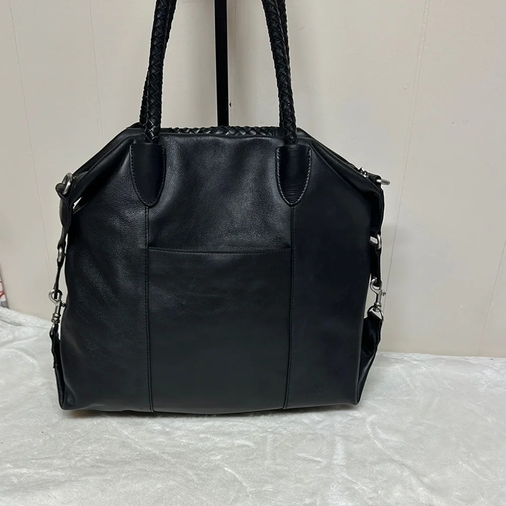 PATRICIA NASH SLOUCHY DISTRESSED  3 WAY WEAVE PALOMA HANDBAG  Black with Dustbag